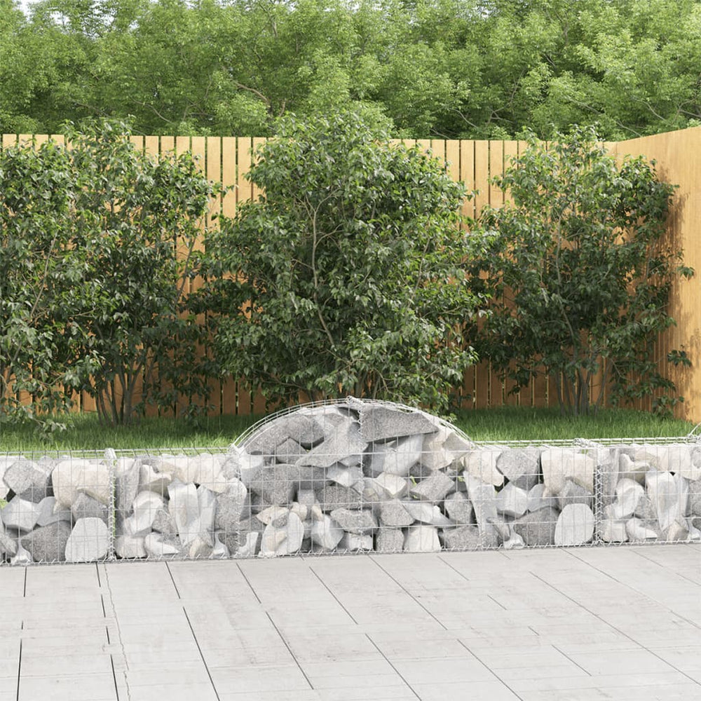 vidaXL Gabion Baskets with Arched Top 2 pcs. 200x30x40/60 cm Galvanized Iron