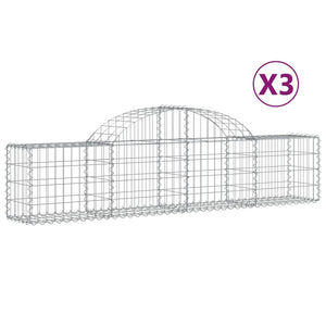 vidaXL Gabion Baskets with Arched Top 3 pcs. 200x30x40/60 cm Galvanized Iron
