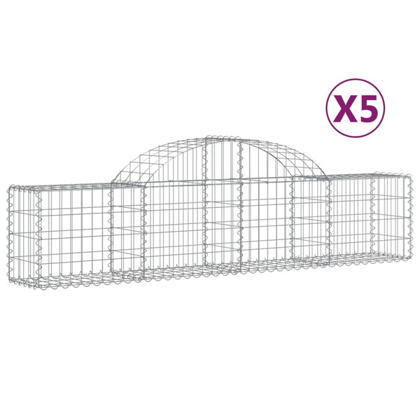 vidaXL Gabions with Arch Top 5 pcs. 200x30x40/60 cm Galvanized Iron
