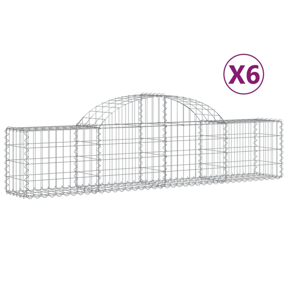 vidaXL Gabions with High Arch 6 pcs. 200x30x40/60 cm Galvanized Iron