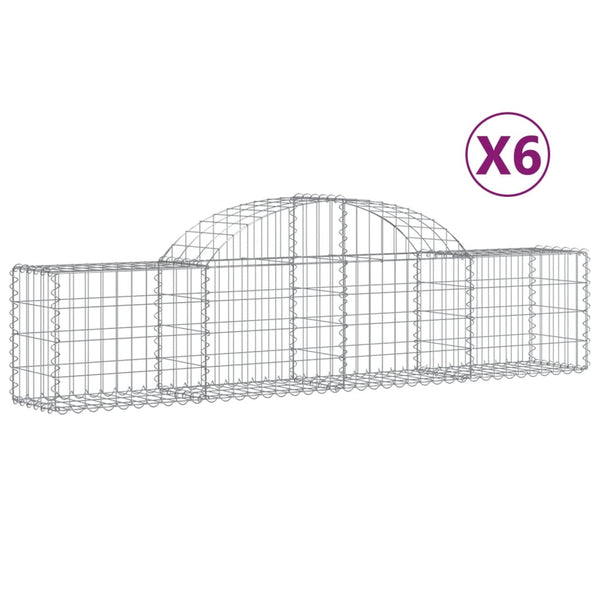 vidaXL Gabions with High Arch 6 pcs. 200x30x40/60 cm Galvanized Iron