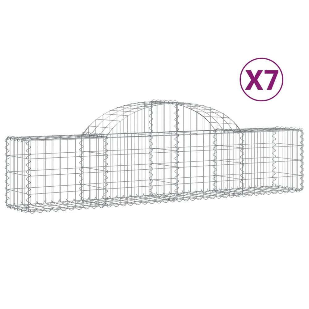 vidaXL Gabions with Arch 7 pcs 200x30x40/60 cm Galvanised Iron