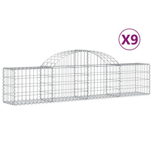 vidaXL Gabion Baskets with Arched Top 9 pcs. 200x30x40/60 cm Galvanized Iron