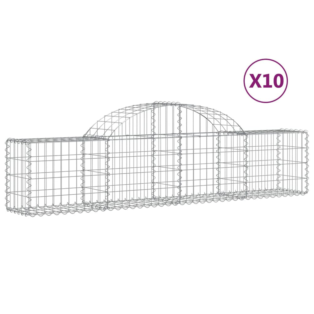 vidaXL Gabions with Arch 10 pcs. 200x30x40/60 cm Galvanized Iron