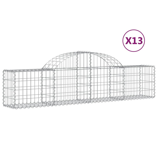 vidaXL Gabions with Arch 13 pcs 200x30x40/60 cm Galvanized Iron