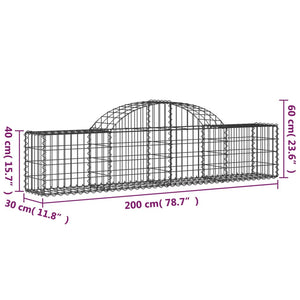 vidaXL Gabions with Arch 13 pcs 200x30x40/60 cm Galvanized Iron