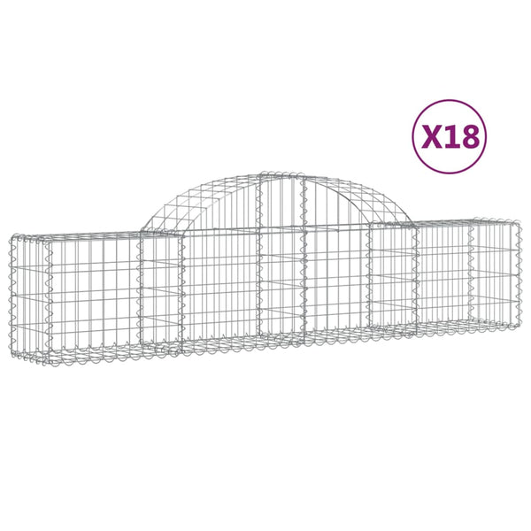 vidaXL Gabion Baskets with Arched Top 18 pcs 200x30x40/60 cm Galvanized Iron