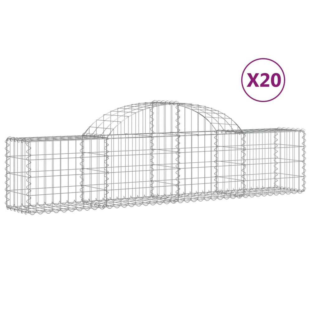 vidaXL Gabions with Raised Arch 20 pcs. 200x30x40/60 cm Galvanized Iron