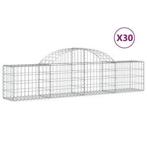 Gabionen mit Hochbogen 30 Stk. 200x30x40/60 cm Verzinktes Eisen
