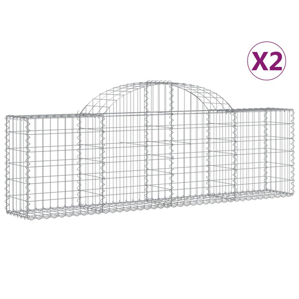 vidaXL Gabions with Arch 2 pcs. 200x30x60/80 cm Galvanized Iron