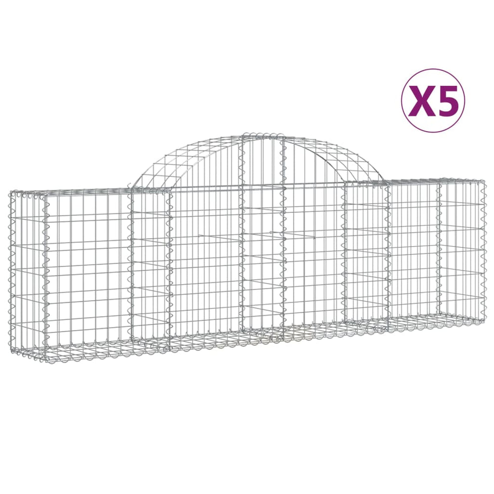 vidaXL Gabion Baskets with High Arch 5 pcs. 200x30x60/80 cm Galvanised Iron