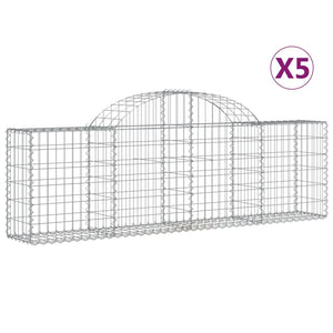vidaXL Gabion Baskets with High Arch 5 pcs. 200x30x60/80 cm Galvanised Iron