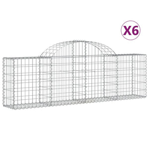 vidaXL Gabion Baskets with Arched Top 6 pcs. 200x30x60/80 cm Galvanized Iron