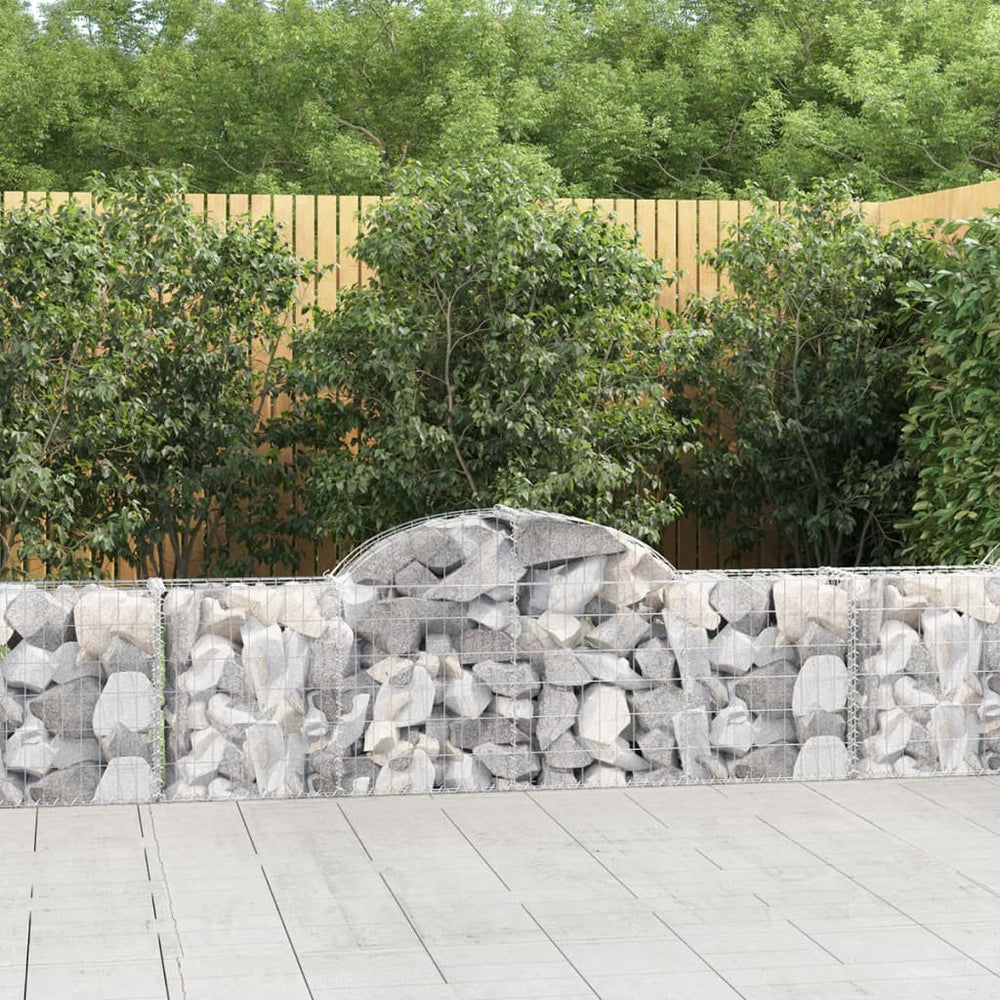 vidaXL Gabion Baskets with Arched Top 6 pcs. 200x30x60/80 cm Galvanized Iron