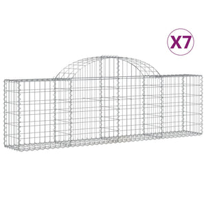vidaXL Gabion Baskets with Arched Top 7 pcs. 200x30x60/80 cm Galvanized Iron