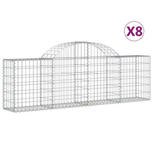 vidaXL Gabion Baskets with High Arch 8 pcs. 200x30x60/80 cm Galvanized Iron