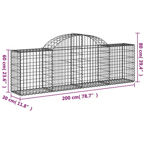vidaXL Gabions with Arch 11 pcs. 200x30x60/80 cm Galvanized Iron