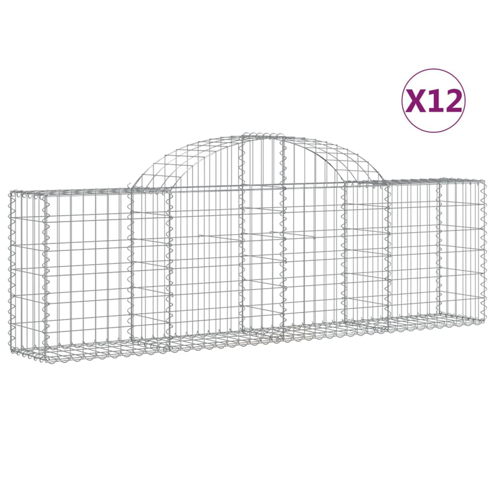 vidaXL Gabions with Arch 12 pcs. 200x30x60/80 cm Galvanized Iron