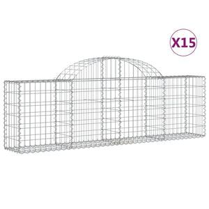 vidaXL Gabion Baskets with High Arch 15 pcs. 200x30x60/80 cm Galvanized Iron