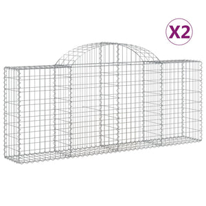 vidaXL Gabions with Arch 2 pcs. 200x30x80/100 cm Galvanized Iron