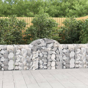 vidaXL Gabions with Arch 2 pcs. 200x30x80/100 cm Galvanized Iron