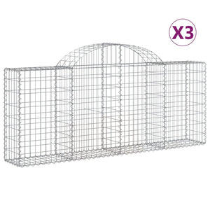 vidaXL Gabion Baskets with High Arch 3 pcs. 200x30x80/100 cm Galvanized Iron