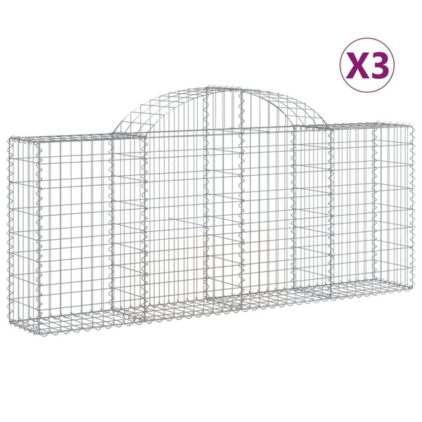 vidaXL Gabion Baskets with High Arch 3 pcs. 200x30x80/100 cm Galvanized Iron