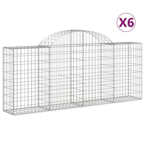 vidaXL Gabions with Arch 6 pcs. 200x30x80/100 cm Galvanized Iron