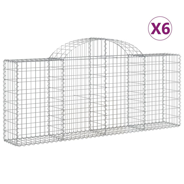 vidaXL Gabions with Arch 6 pcs. 200x30x80/100 cm Galvanized Iron