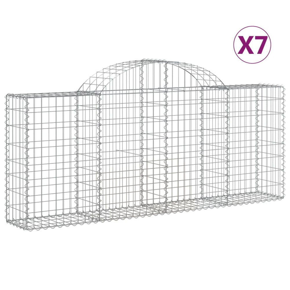 vidaXL Gabions with Arched Top 7 pcs. 200x30x80/100 cm Galvanised Iron