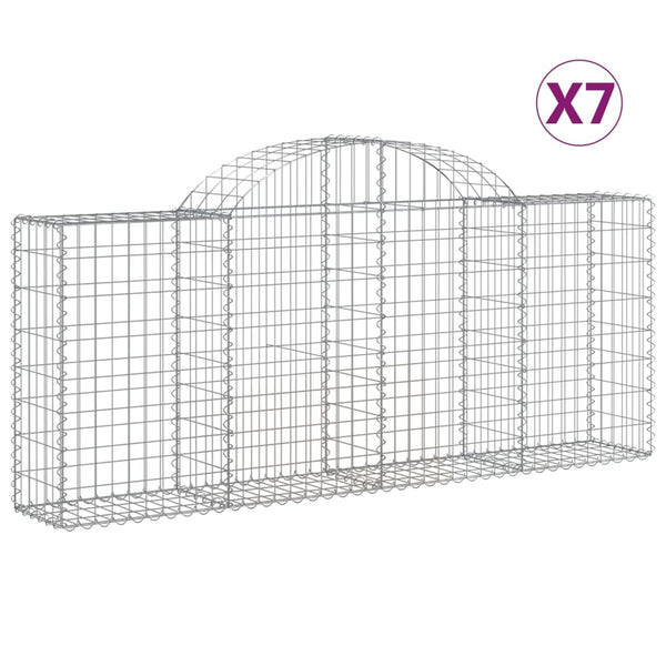 vidaXL Gabions with Arched Top 7 pcs. 200x30x80/100 cm Galvanised Iron