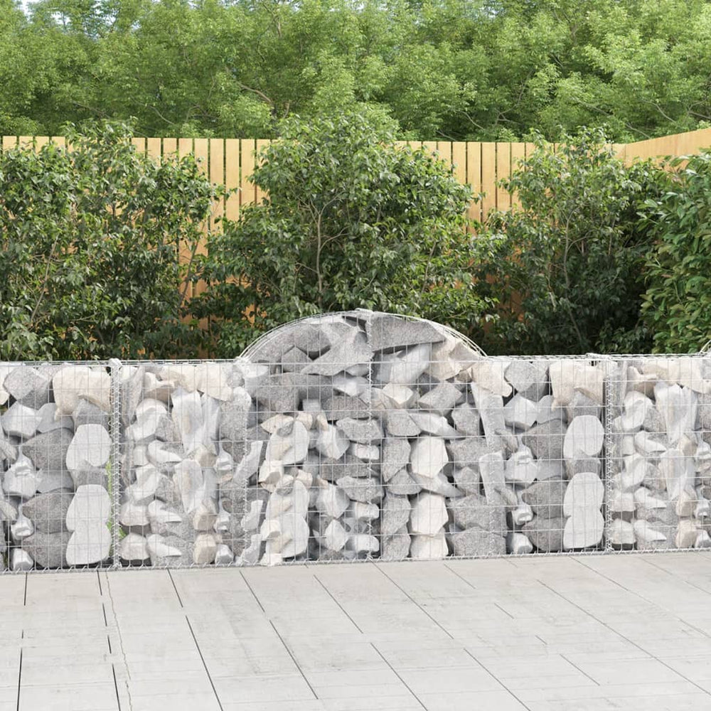 vidaXL Gabion Baskets with Arches 8 pcs. 200x30x80/100 cm Galvanized Iron