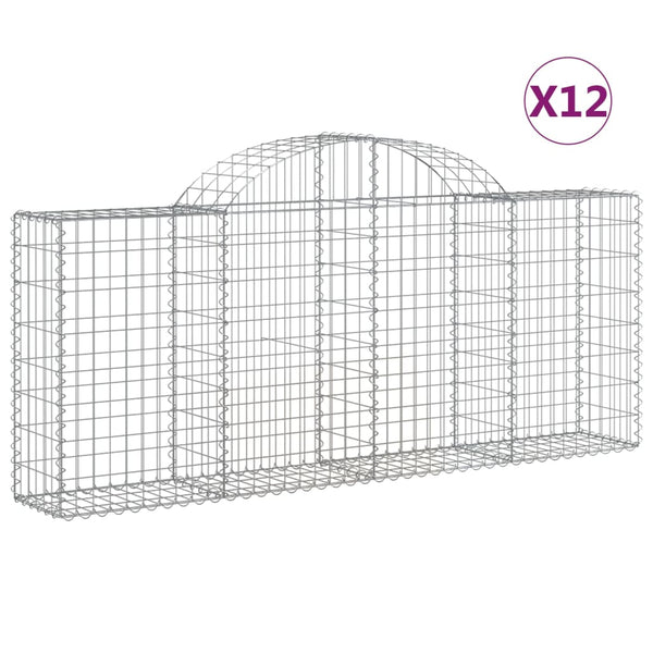 vidaXL Gabions with Arch Top 12 pcs 200x30x80/100cm Galvanized Iron