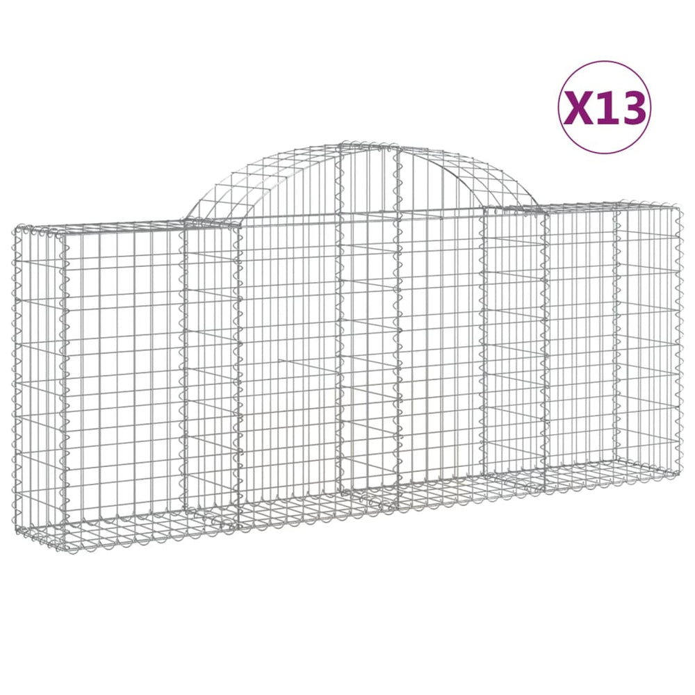 vidaXL Gabions with Arch 13 pcs. 200x30x80/100cm Galvanized Iron