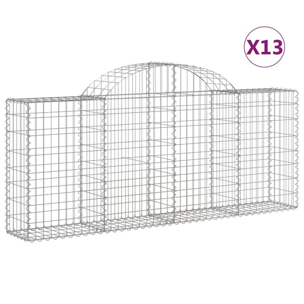 vidaXL Gabions with Arch 13 pcs. 200x30x80/100cm Galvanized Iron