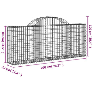vidaXL Gabions with Arch 13 pcs. 200x30x80/100cm Galvanized Iron