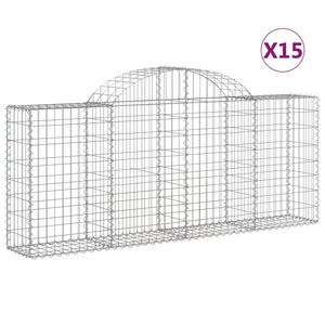 vidaXL Gabions with Arch Top 15 pcs. 200x30x80/100cm Galvanized Iron