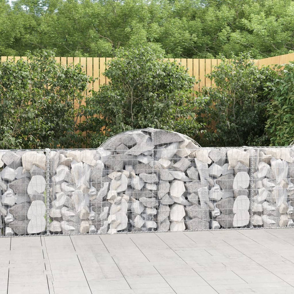 vidaXL Gabion Baskets with Arched Top 18 pcs 200x30x80/100cm Galvanised Iron