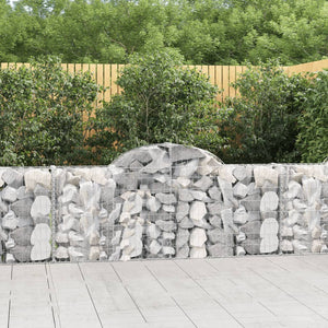 vidaXL Gabion Baskets with Arched Top 25 pcs 200x30x80/100cm Galvanized Iron