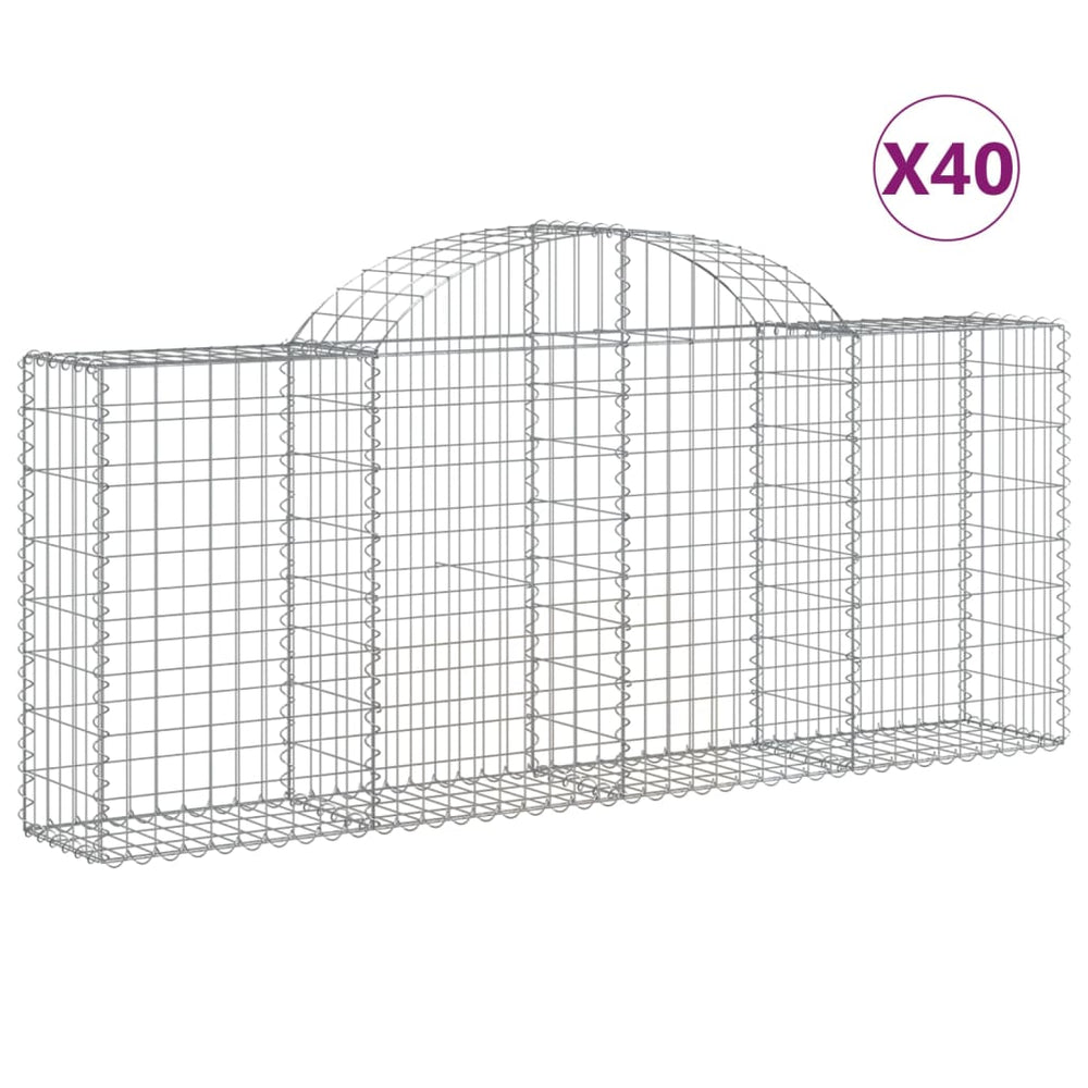 vidaXL Gabions with Arch 40 pcs. 200x30x80/100cm Galvanized Iron