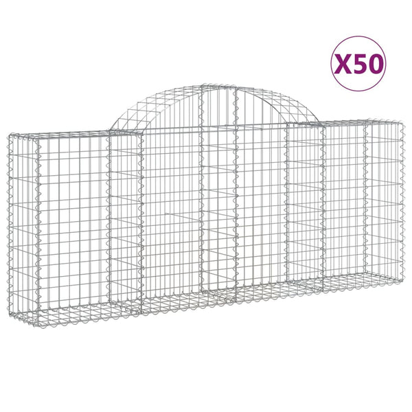 vidaXL Gabions with Arch 50 pcs. 200x30x80/100cm Galvanized Iron