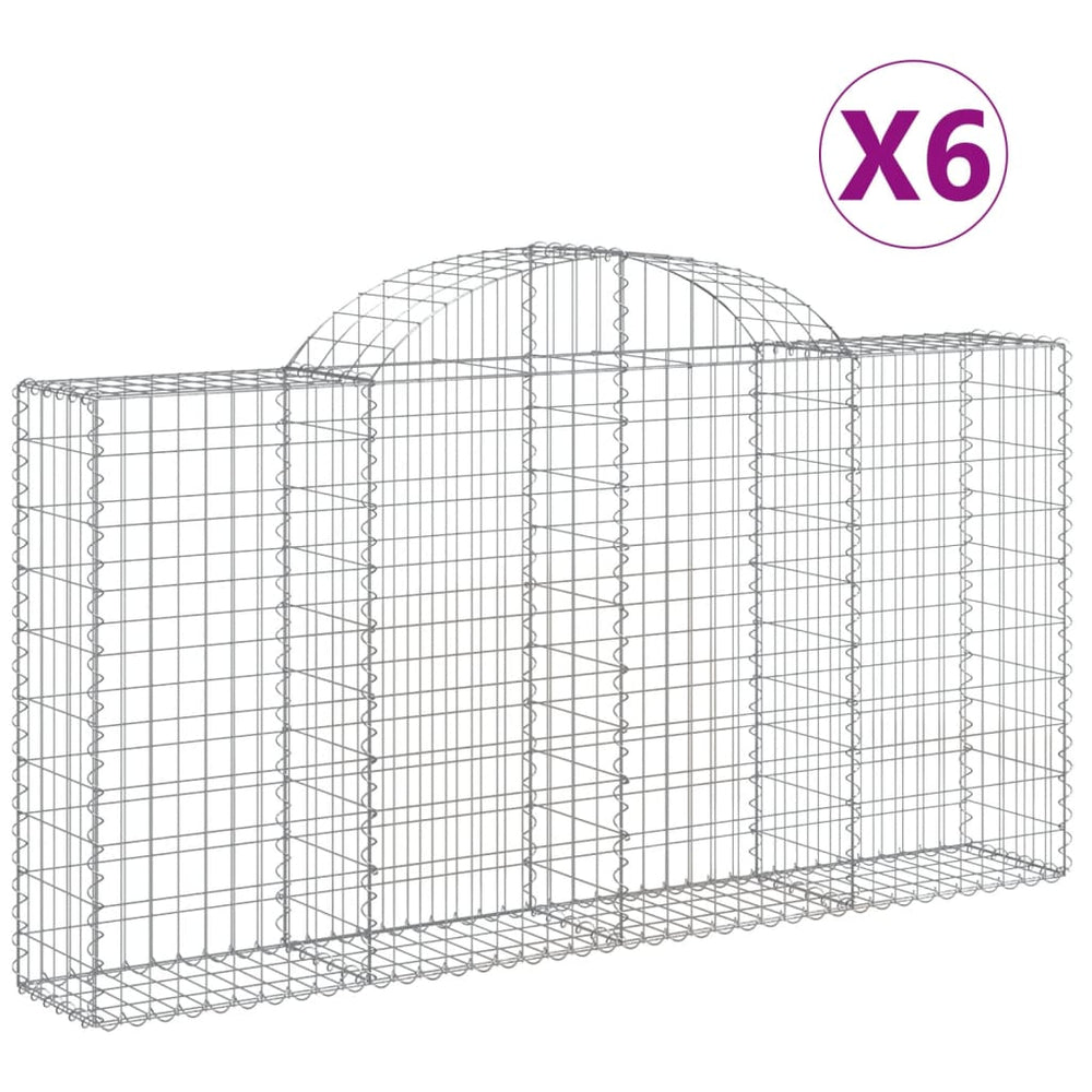 vidaXL Gabions with Arch 6 pcs. 200x30x100/120cm Galvanized Iron