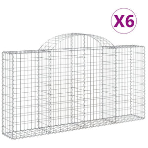 vidaXL Gabions with Arch 6 pcs. 200x30x100/120cm Galvanized Iron