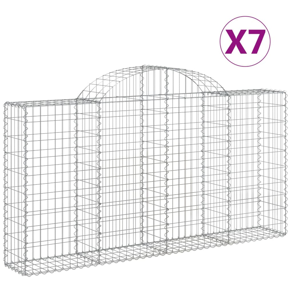 vidaXL Gabions with Arch 7 pcs. 200x30x100/120cm Galvanized Iron