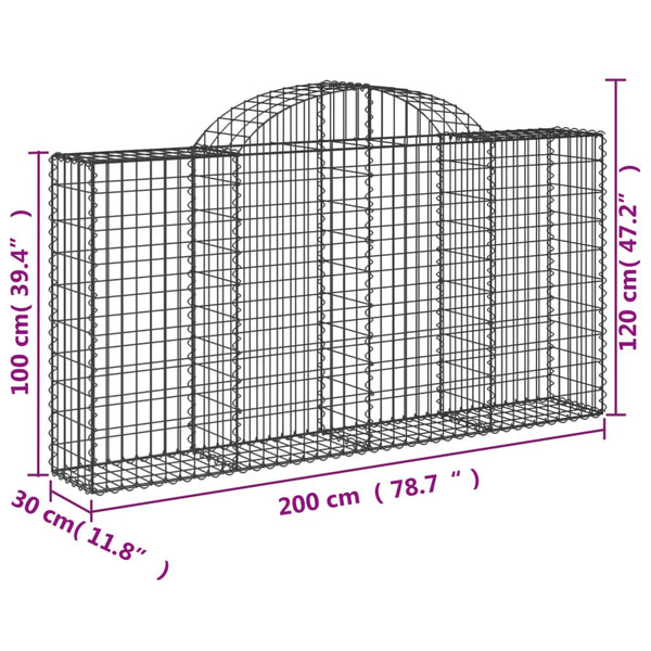 vidaXL Gabions with Arch 11 pcs. 200x30x100/120cm Galvanized Iron