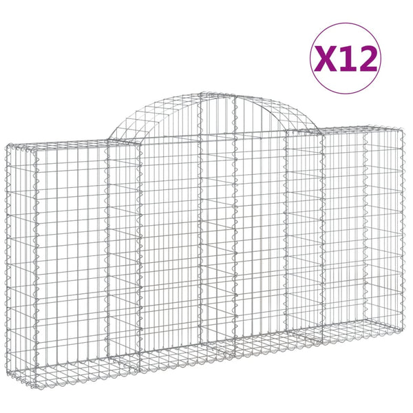 vidaXL Gabion baskets with high arch 12 pcs. 200x30x100/120cm Galvanized Iron