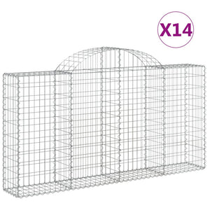vidaXL Gabions with High Arch 14pcs. 200x30x100/120cm Galvanized Iron