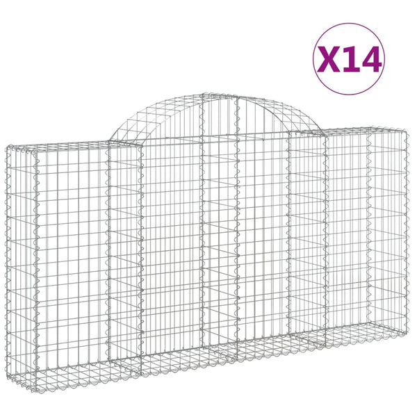 vidaXL Gabions with High Arch 14pcs. 200x30x100/120cm Galvanized Iron