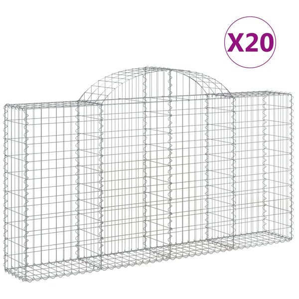 vidaXL Gabion Baskets with Arched Top 20 pcs. 200x30x100/120 cm Galvanized Iron