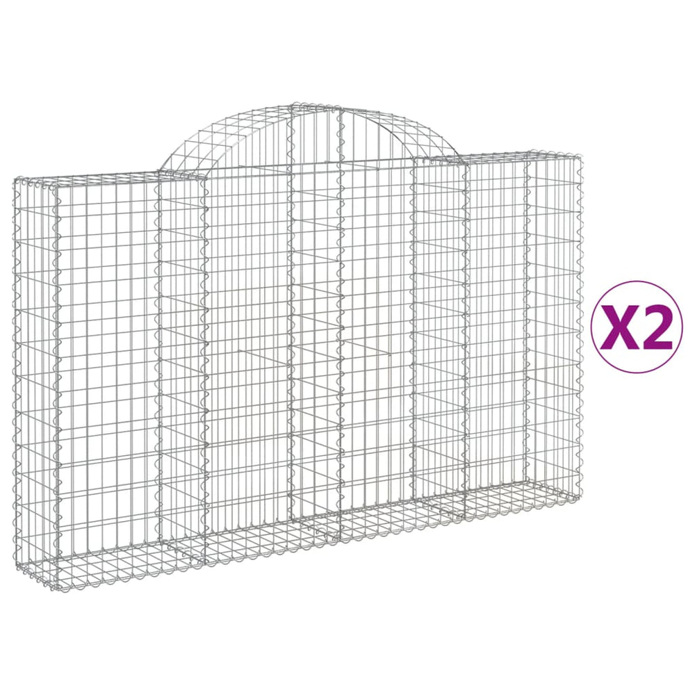vidaXL Gabions with Arch 2 pcs. 200x30x120/140cm Galvanised Iron